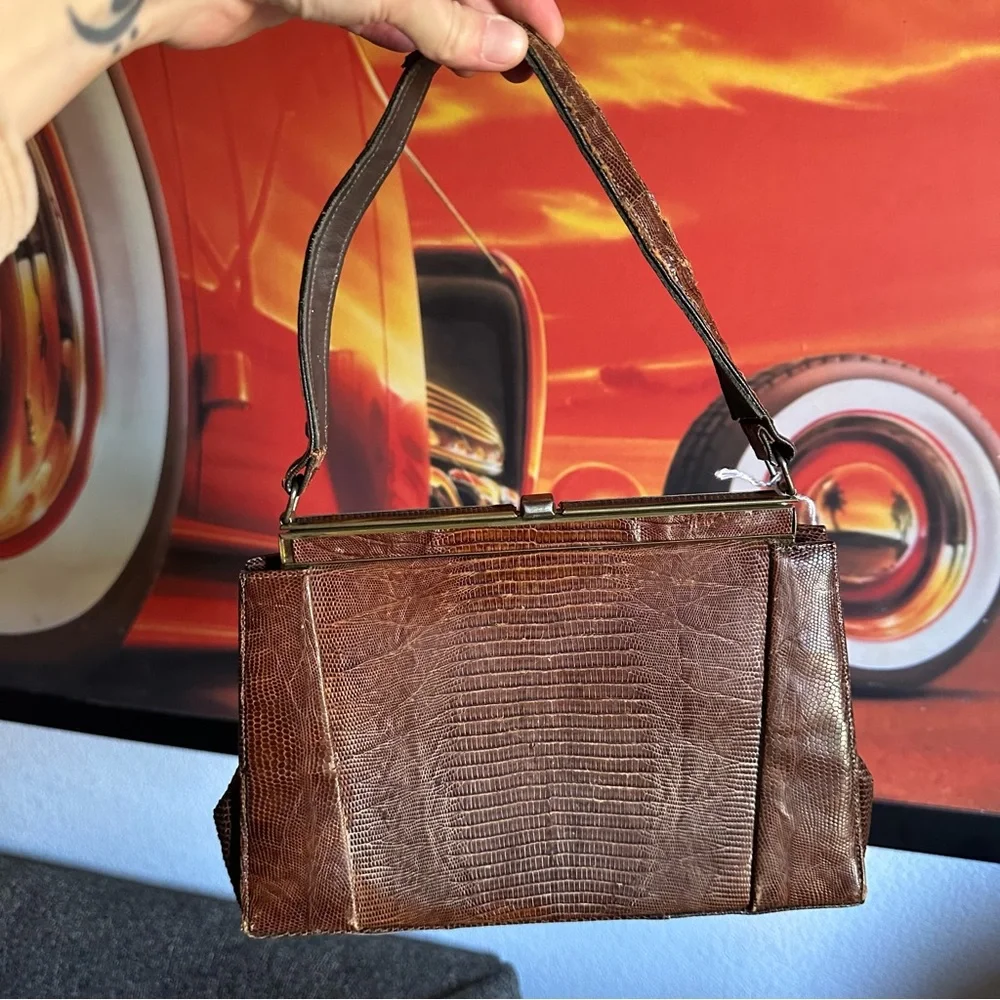 Vintage alligator top handle bag MCM retro - Picture 2 of 9